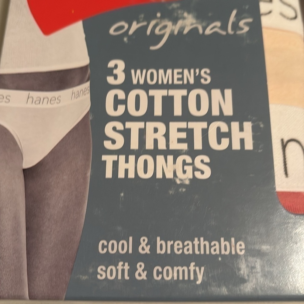 Hanes Plus Size Ladies Cotton Thongs - Picture 3 of 5